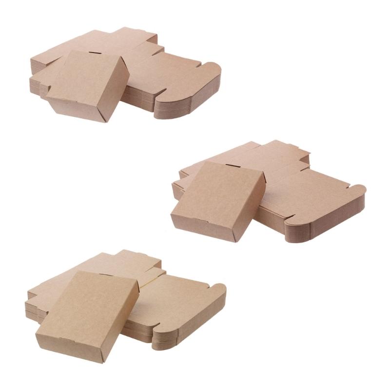 50pcs Kraft Paper Wrapping Box Multipurpose Household DIY Crafts Supplies for Festival Holiday Birthday Party Gift
