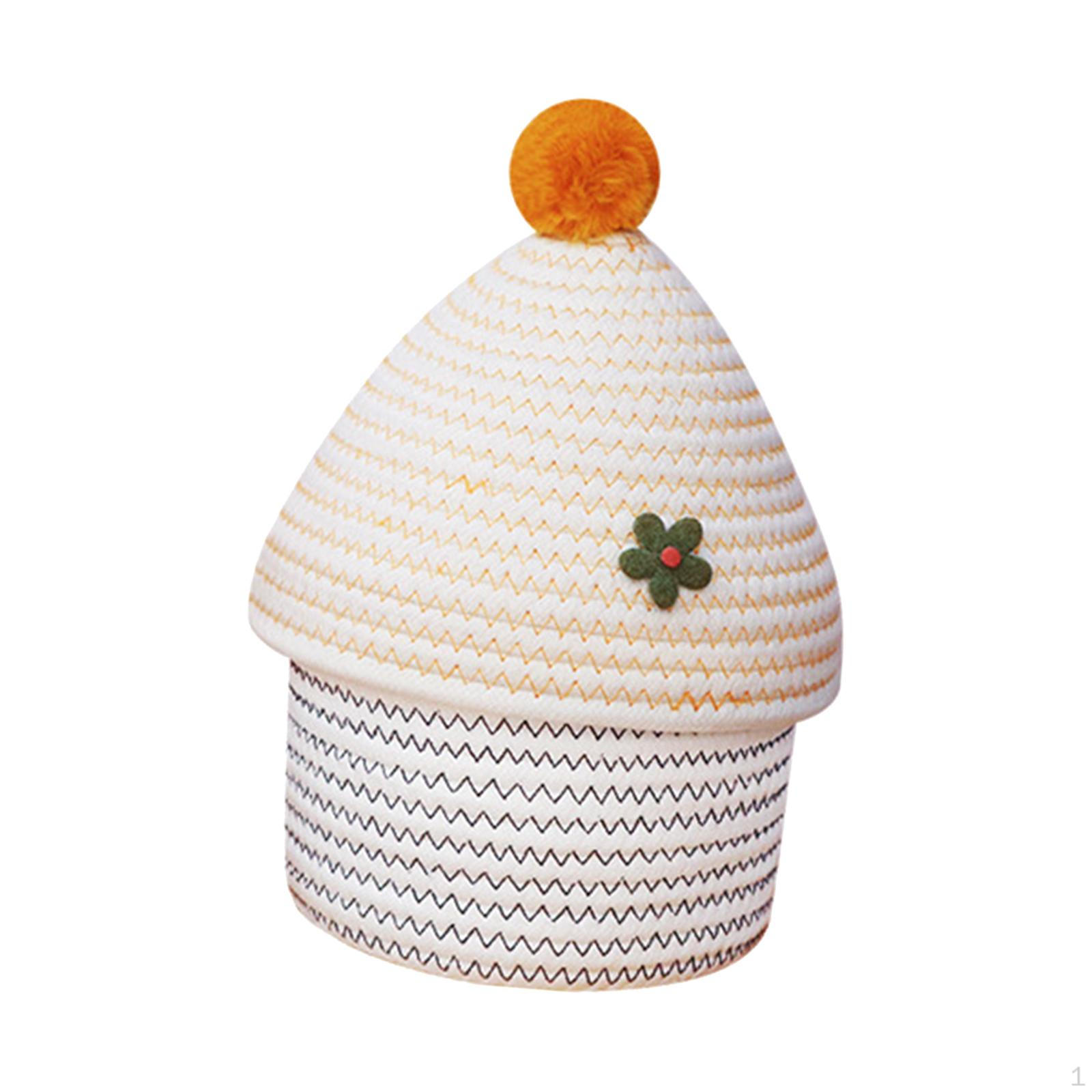 

Корзина с коробчатой ​​резьбой, бытовая корзина для хранения с веревочной крышкой, тканые корзины для стола, столешницы, спальни yellow hair ball