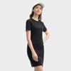 FILA Original Split Goddess Dress Fashion Casual Simple Slim Short Sleeve Dress Women dresses Black F51W529313F-BK