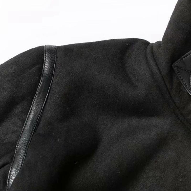 Abbigliamento invernale da donna Cappotto in pelliccia scamosciata spessa da motociclista con risvolto largo da donna