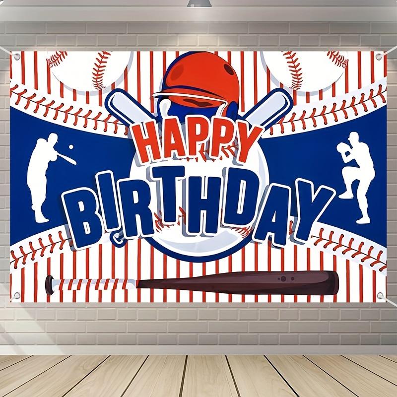 Sfondo Happy Birthday Baseball in Poliestere - Decorazione per Festa a Tema Sportivo per Casa o Stanza - Perfetto per Celebrazioni di Compleanno