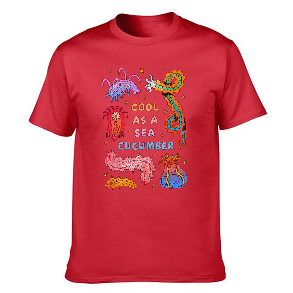 Unisexs Cotton T Shirt Cool As A Sea Cucumber Graphic Print Tee Fun Marine Creature Design Casual Short Sleeve Top For Summer Beac