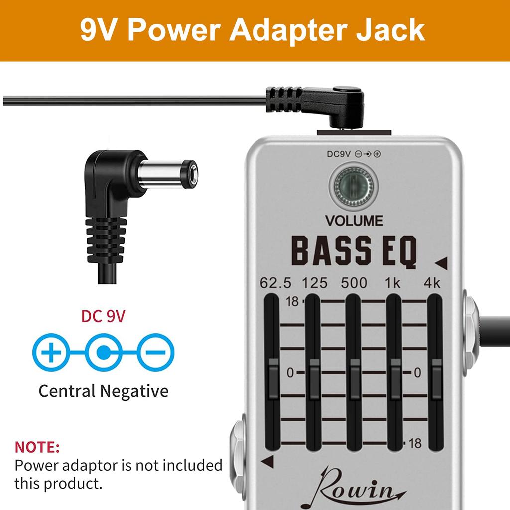 Rowin Bass EQ Fünfband-Equalizer Bass-Effektpedal für E-Bass True Bypass Pedal, LEF-317B