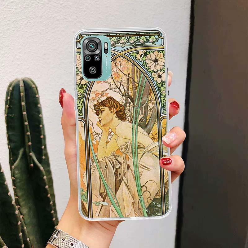 Alfons Mucha Primavera For Xiaomi Redmi Note 14 13 12 11 Pro Plus Phone Case 14S 12S 11S 11E 11T 10S 10 9S Fundas Cover Coque No