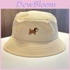 Cotton Embroidered Fisherman Hat With Cartoon Dog Embroidery Design For Women Summer Sun Protection Casual Style