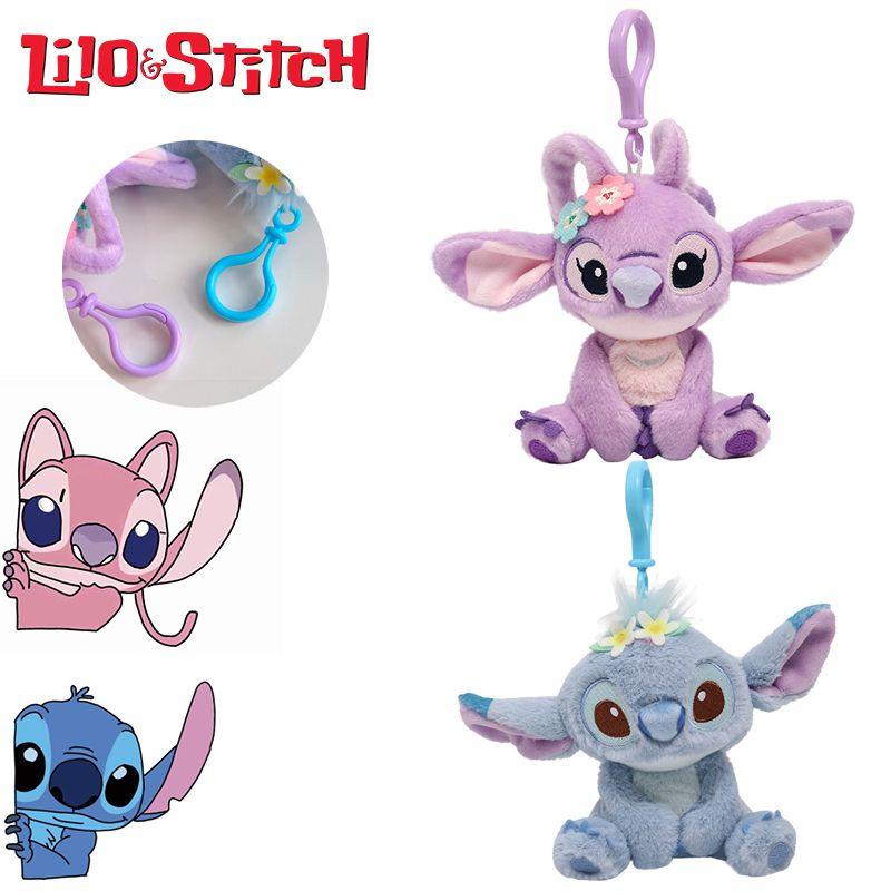 Kuscheliger Disney Lilo Stitch 3,9 Zoll Angel Plüsch-Schlüsselanhänger Weiche Stoffpuppe Kinder Weihnachtsgeschenk