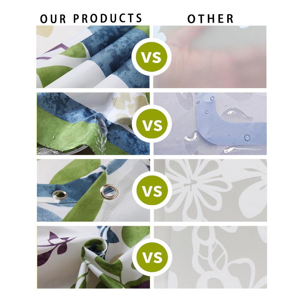 Modern Abstract Marble Shower Curtain Bathroom Decorative Waterproof with Hooks
