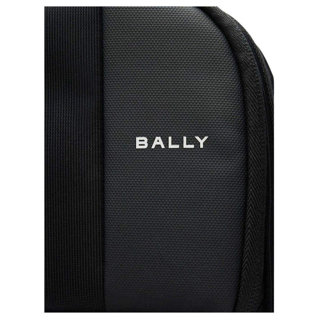 Bally Logo Zip Closure Fabric Backpack Men Backpack Black 6314700