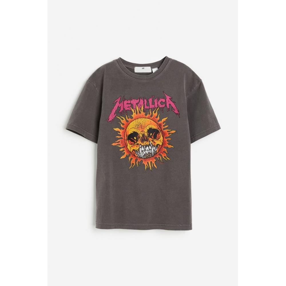 

Футболка из джерси с принтом HM серая металлика