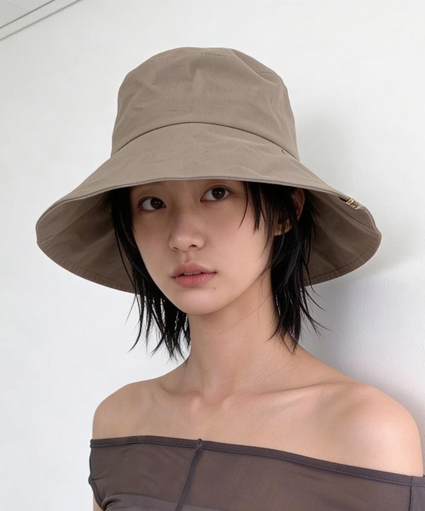 Eondeokeonteulolseutyudio Cotton Bucket Hat Umbrella Hat / Bio / Wet Grey