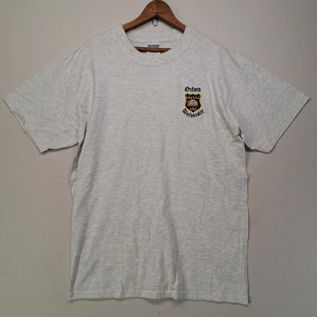 

Oxford University Embroidered T Shirt Large Heather Gray Heavyweight Cotton VTG S