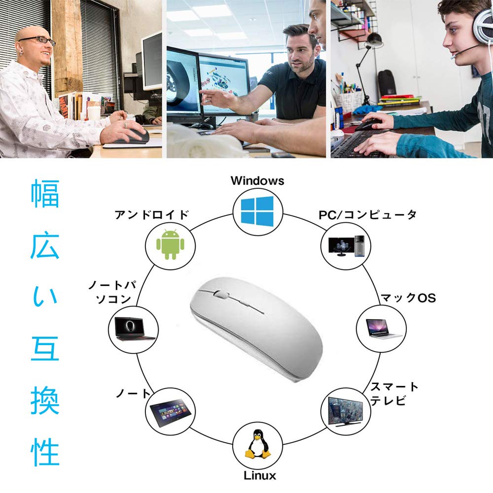 Rechargeable Bluetooth Wireless 3DPI High Compatible with and TELEC Certified Type-C Mouse, Quiet, Slim, Compact, Mouse, Mode, Precision,