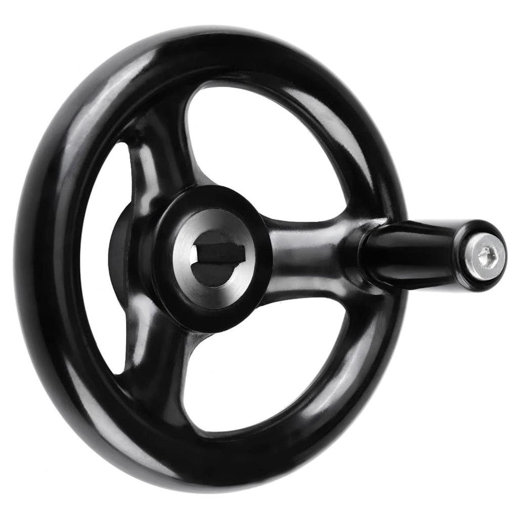 Milling Machine Hand Wheel, Plastic Round Three Hand Wheel 1Pc 12 * 100Mm Black Round 3 Spoke Hand Wheel for Lathe Milling Machine
