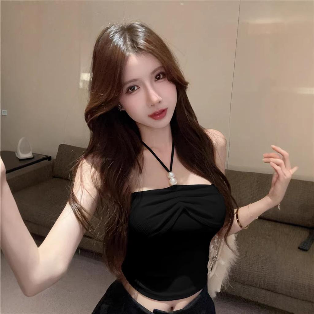 Summer Sexy Pure Desire Wind Neck Strap Sling Vest Women's Fashion Chic Slim Slim Short Top Ins
