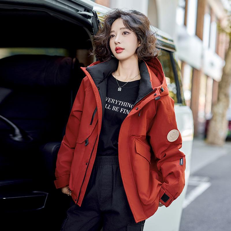 Women's Hooded White Duck Down Winter Puffer Jacket - Short, Warm, Comfortable, Thickened for Outdoor Use