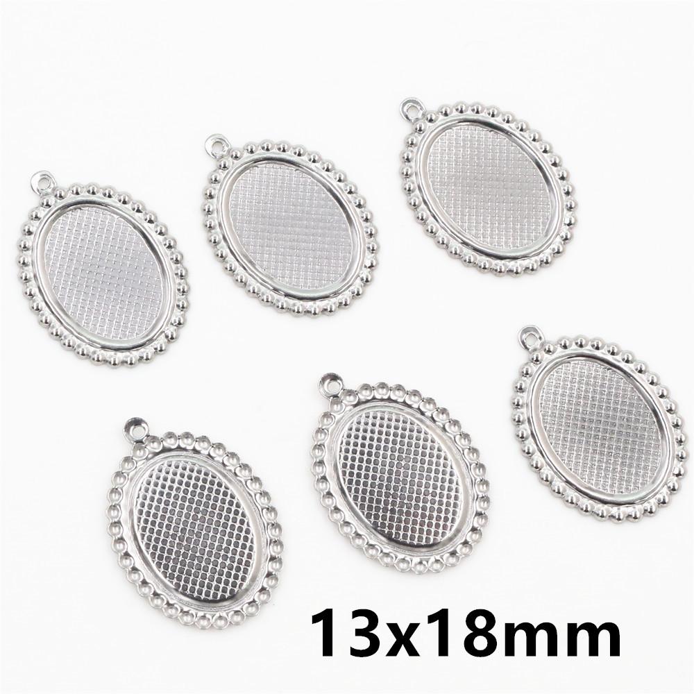  10pcs 18x25mm/13x18mm/25mm/30mm Inner Size Stainless Steel Simple Pendant Cabochon Base Base Setting Tray DIY Jewelry Findings