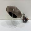 Women's High-Quality Wool Beret: Buttoned, Retro Style, Solid Color, Versatile Hat for Autumn and Winter