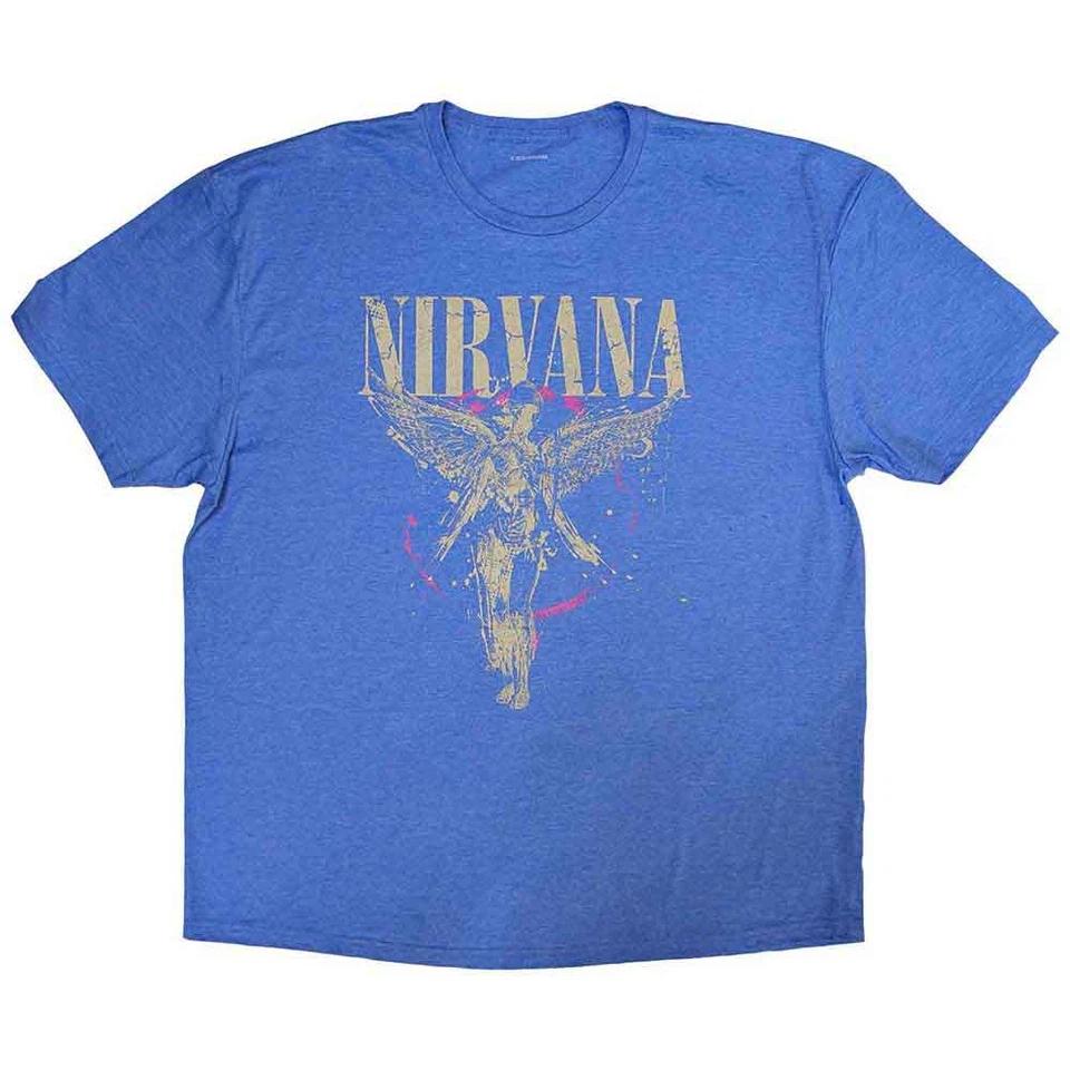 

100% cotton TOPS UNISEX TEES MENS WOMENS Nirvana In Utero Official Tee T-Shirt tshirt 2XL синий