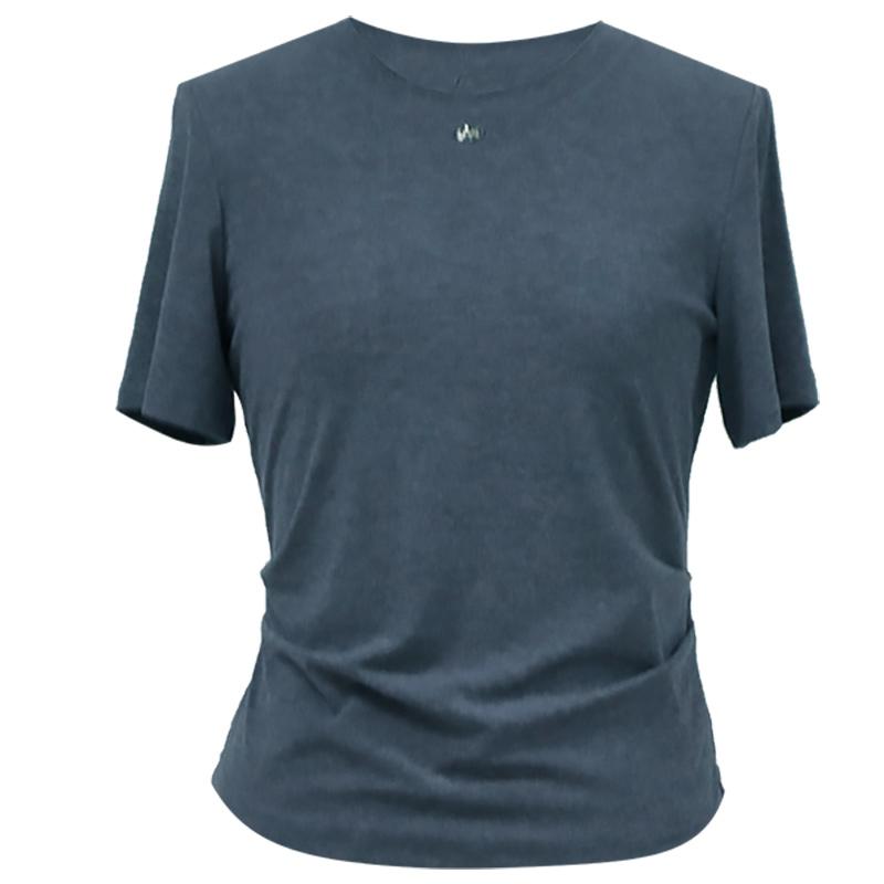 Yalida waist cinched shoulder fashionable and simple short sleeved top T-shirt