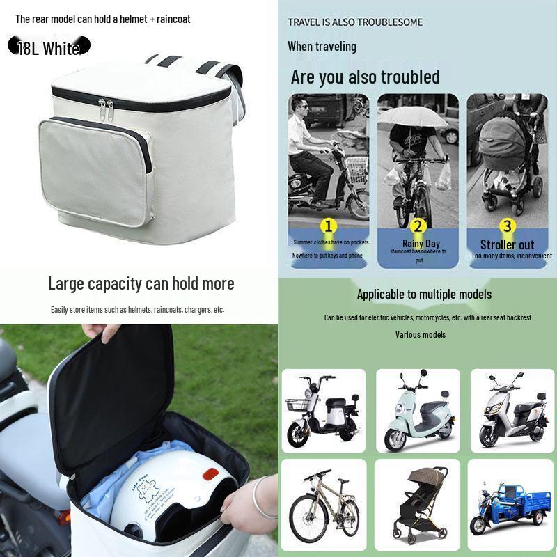 Electric Vehicle Trunk Helmet Storage Bag & Battery Motorcycle Tail Box