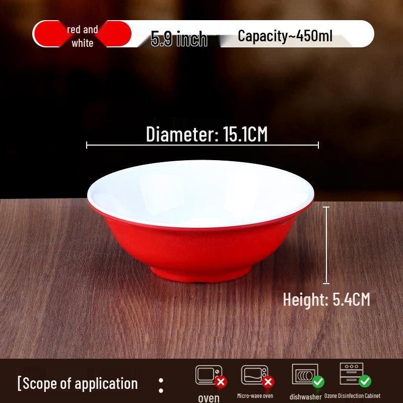 10-Piece Melamine Bowl Set: Ideal for Breakfast, Soup, Congee, Soy Milk, Wonton, Rice Noodle, and Hot & Spicy Soup.