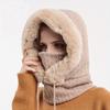 Vinter varm fuzzy lue tykk ensfarget balaclava plysj foret kaldsikker utendørs ski luer Beanies for kvinner