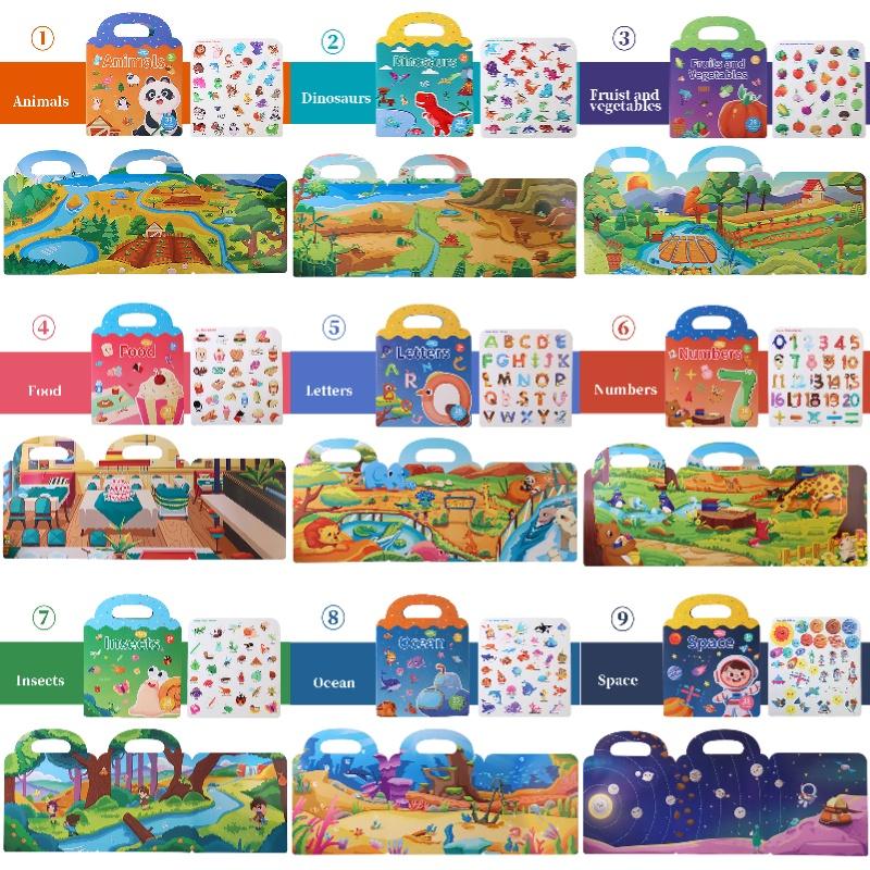 Early Education Sticker Book Develop Concentration With Reusable Stickers Of Animals Dinosaurs And Ocean Scenes