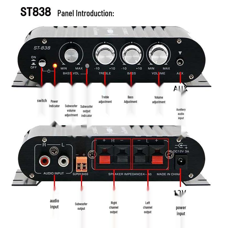 Amplificador Subwoofer 2.1 Canais para Carro e Casa 12V - Venda Quente