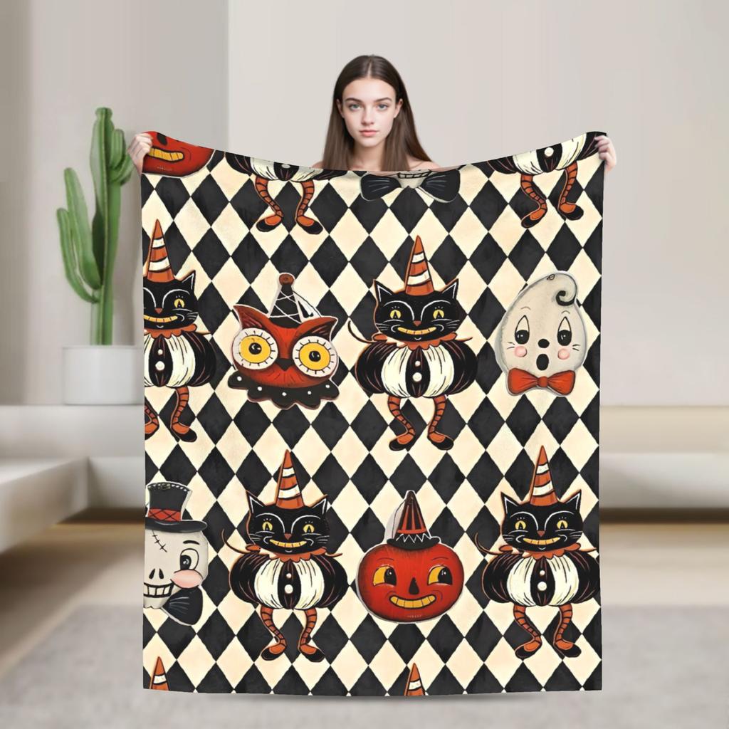 Halloween Theme Pattern  Flannel Blanket Spring  Super Soft Throw Blanket Home Decor Comfortable Bedspread Sofa Bed Cover