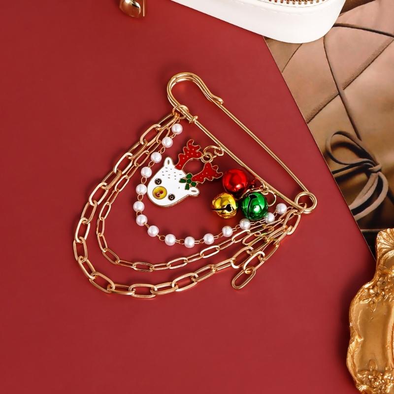 Enamel Pin Backpack Cool Lapel Hat Pin Jackets Funny Christmas Enamel Brooch Christmas Tree Elk Bell Fashion Jewelry