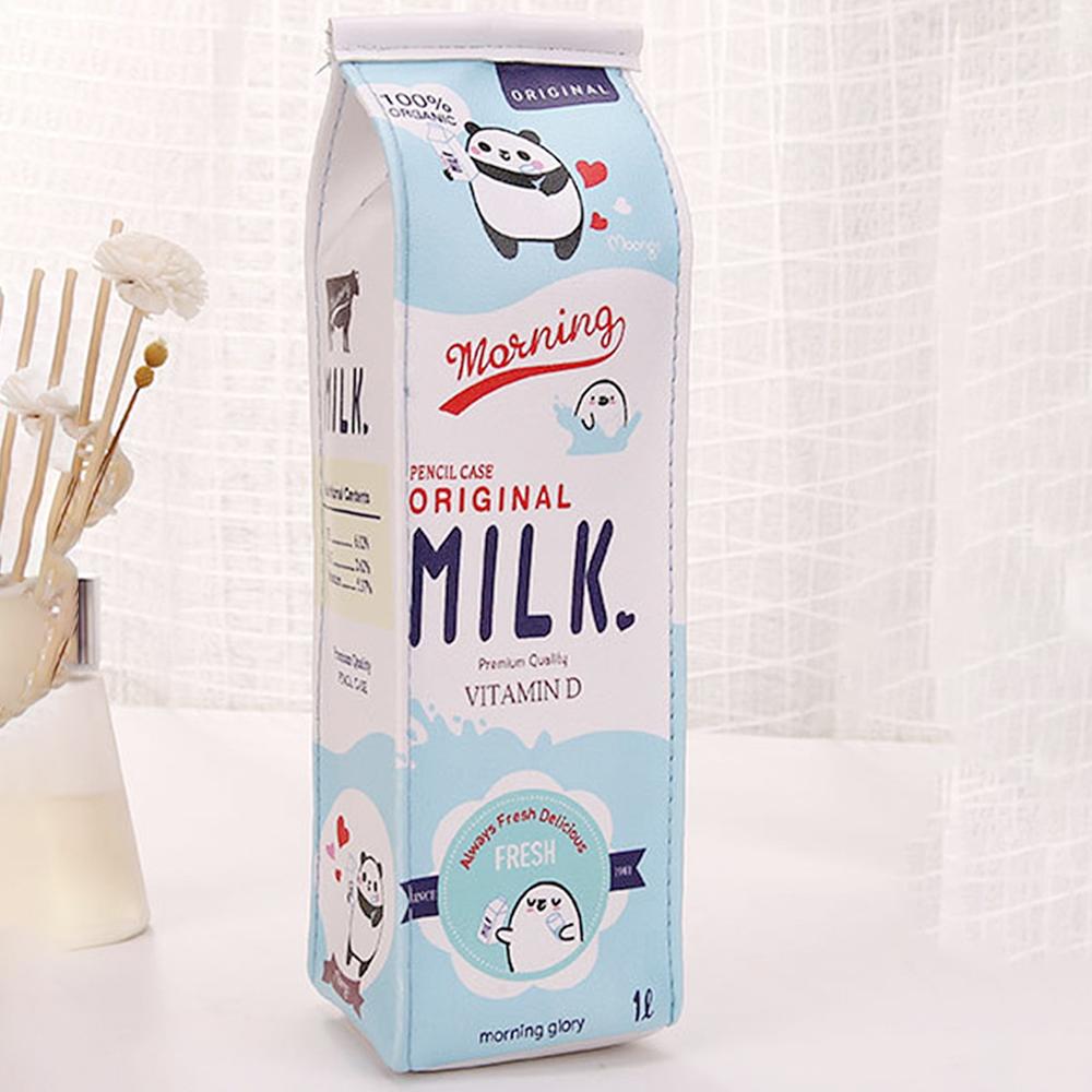 1PC Cartoon Cute Milk Pen Bag, Large Capacity Stationery Bag For Girls, Portable Student Stationery Bag, Pencil Case