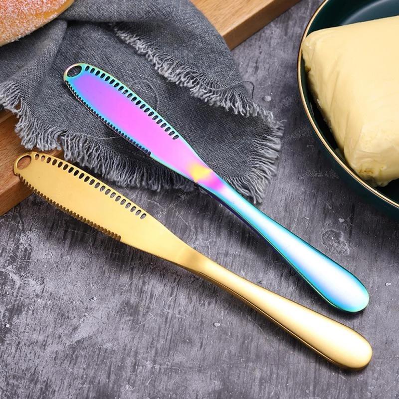 Butter Knife Holes Cheese Dessert Knife Stainless Steel Jam Knife Cutlery Toast Wipe Cream Bread Cheese Cutter Kitchen Tools