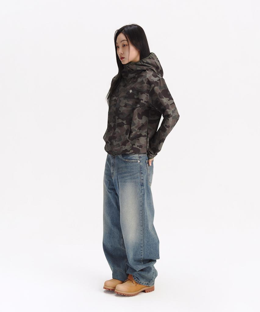 Slow Record House Ripstop Camo Windbreaker_Khaki