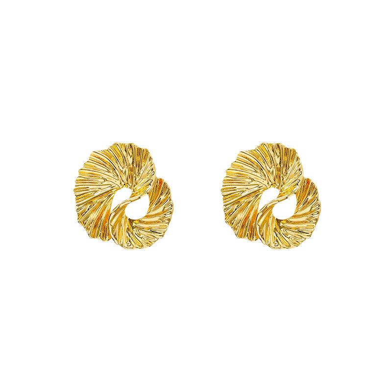 European and American irregular metal texture earrings women's exaggerated personality stud earrings temperament ears