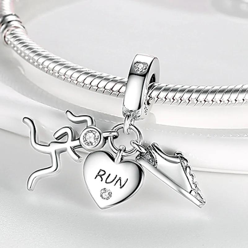 

Charm Copper Plated Athlete Shoes And Heart-Shaped Pendantss Fits Charm Genuine Bracelets Bead Women Jewelry Crafting