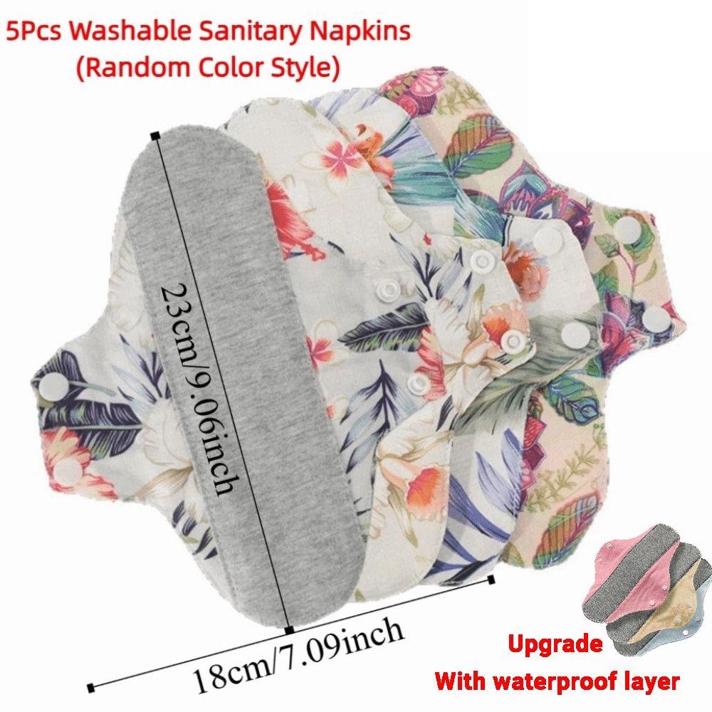 5Pcs Leak Proof Washable Sanitary Napkins 23CM Panty Liner Diaper Menstrual Cloth Pads Night