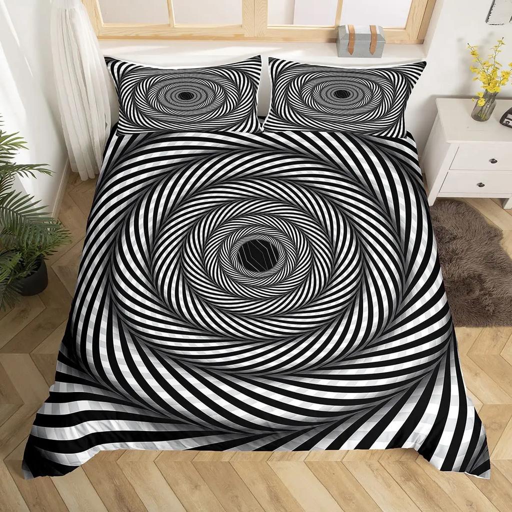 Visual Space Bedding Set Abstract Geometric Duvet Cover Set Colorful Art Comforter Cover Geometry Bedspread Cover Full King Size