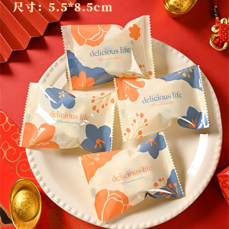 100Pcs 5.5x8.5cm Small Nougat Candy Chinese New Year Snowflake Crispy Packaging Machine Sealing Bags