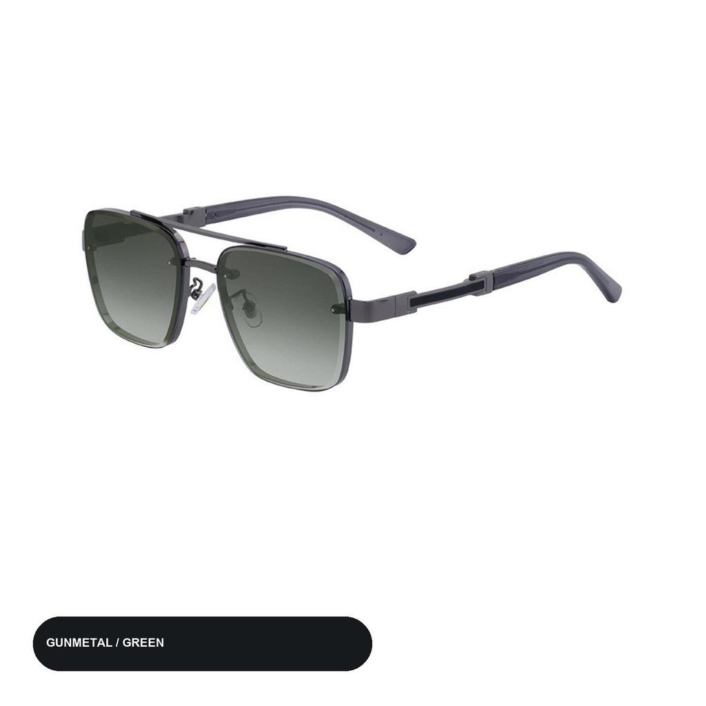 Retro Square Sunglasses for Men, Vintage Double Bridge Metal Frame Sun Glasses, Classic Fashion Eyewear for Driving Travel Outdoor