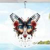 Rose and Butterfly Metal Wind Chime Outdoor Garden Decor with 2D Dynamic Art 360 Rotating Hooks Wind Powered for Patio Yard or Holiday Decoration