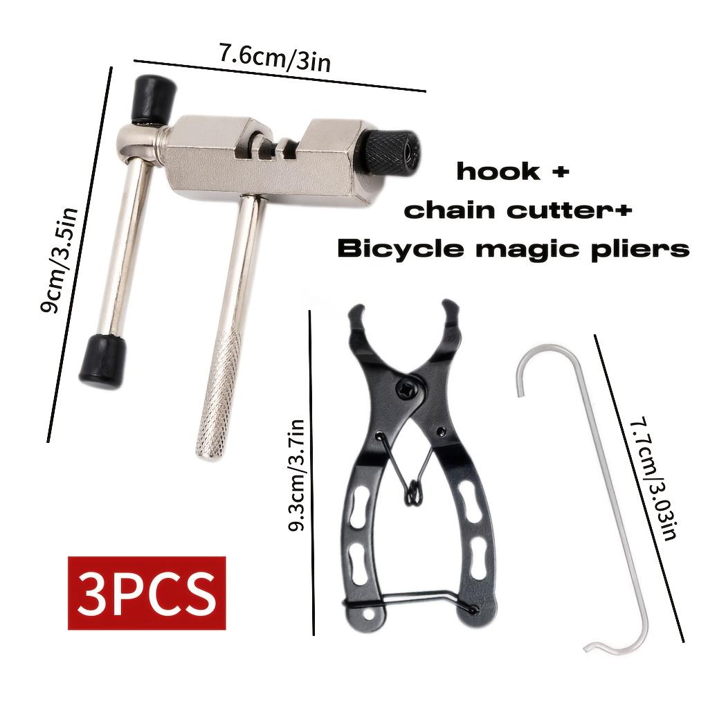 3pcs Heavy-Duty Bicycle Chain Tool Set with Chain Cutter, Joint Pliers Chain Hook for Chain Maintenance, Compatible with Road, Mountain, BMX, Folding