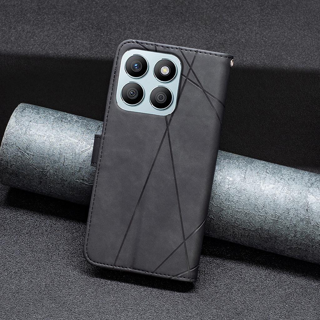 For Honor X8b 4G Phone Cases Wallet Stand Geometry Imprint Leather Cover