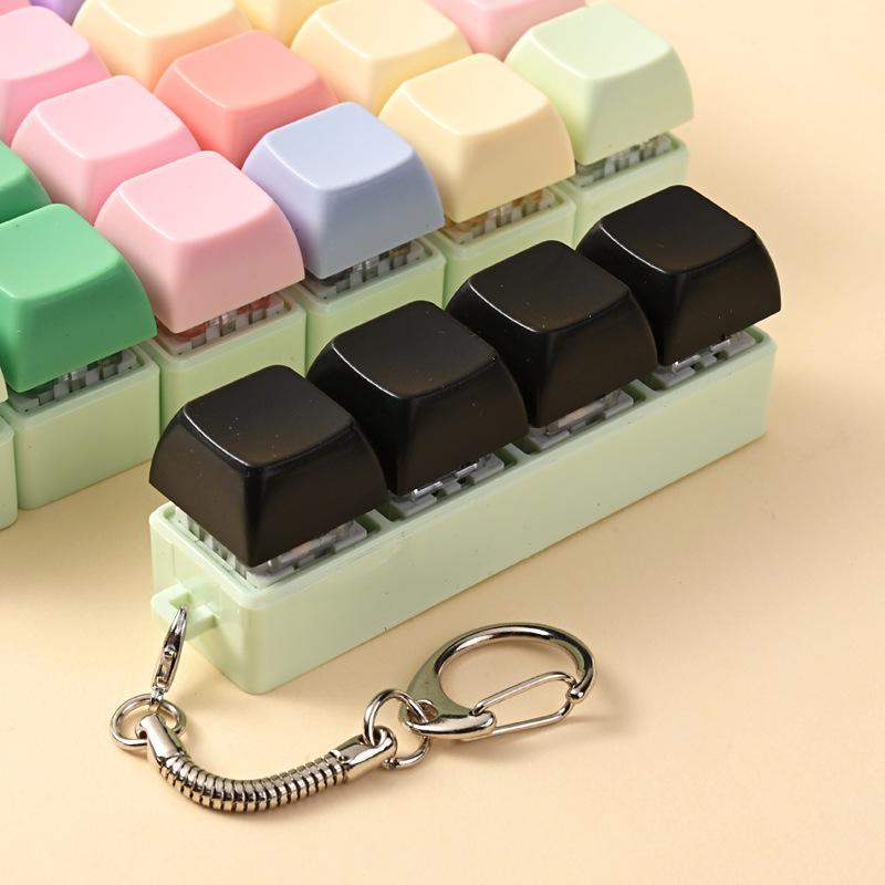 Adult Stress Relief Fidget Keychain, 4 Keys Button Keycap, DIY Keyboard-Style Fidget Toys for Stress Relief
