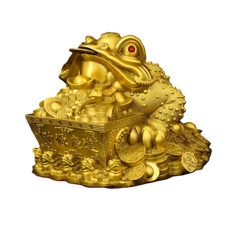 Feng Shui Copper Three-Legged Golden Toad Statue Money Toad Figurine for Shop Office Home Living Decor