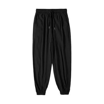 Men Pants Ice Silk Straight Thin Side Pockets Drawstring Elastic Waist Plus Size Loose Quick-drying Solid Color Quick Dry Gym Traning Jogging