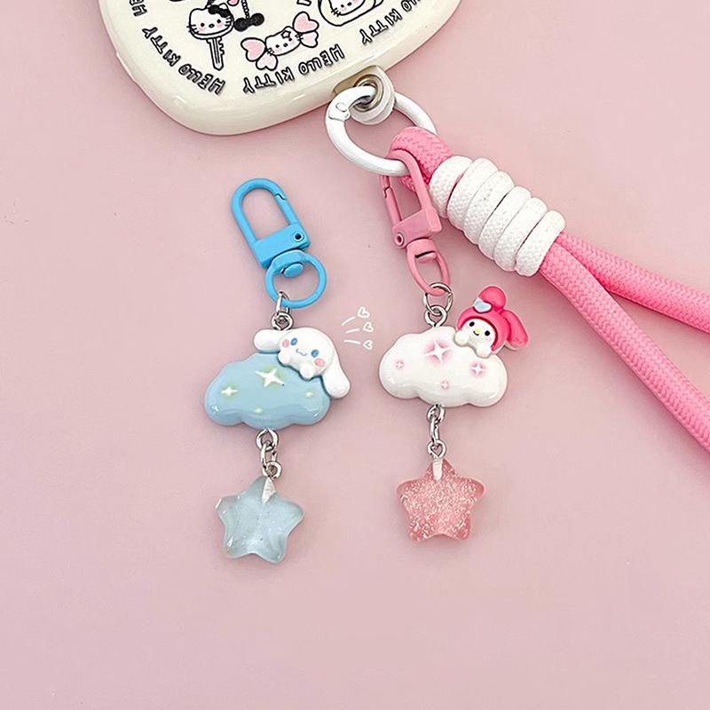 Cute Cloud Star Keychain Girls Cartoon Kawaii Key Chain For Women Couple Children Bag Charms Kpop Jewelry Key Accessories