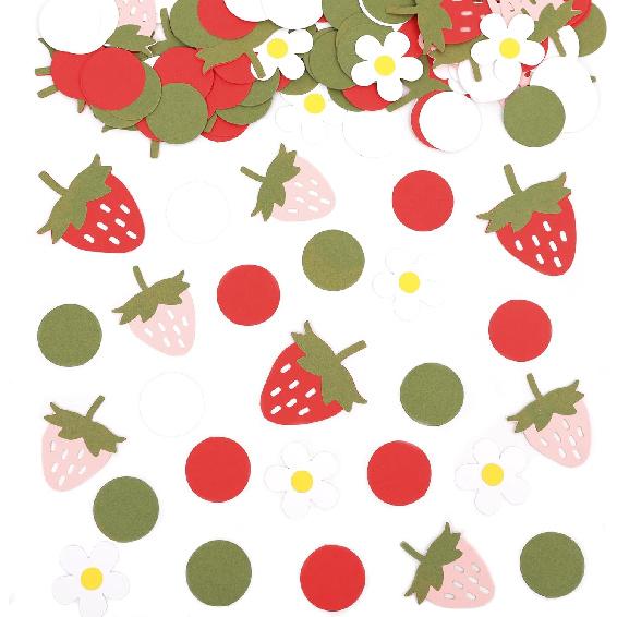 200psc Strawberry Confetti - Sweet One Birthday Decor, Berry Sweet Party Confetti, Strawberry First Birthday Decor