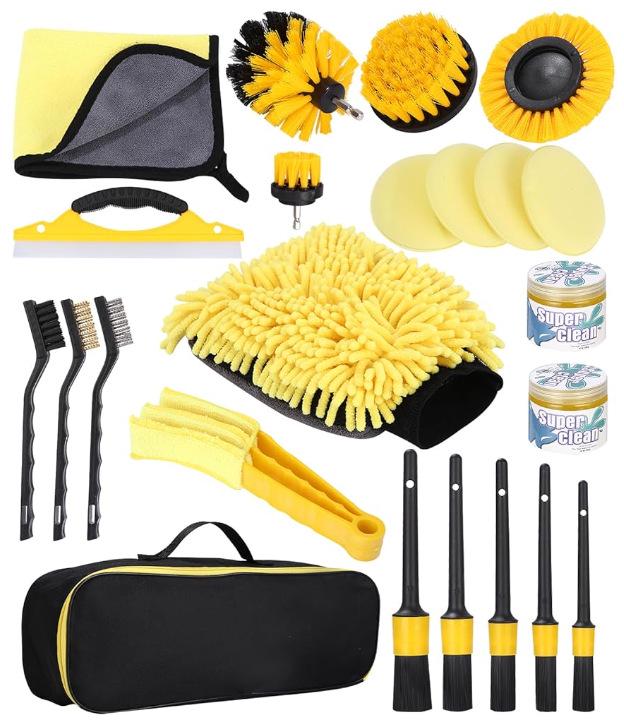 27-Piece Electric Drill Car Cleaning Brush Set with Air Vent Brush