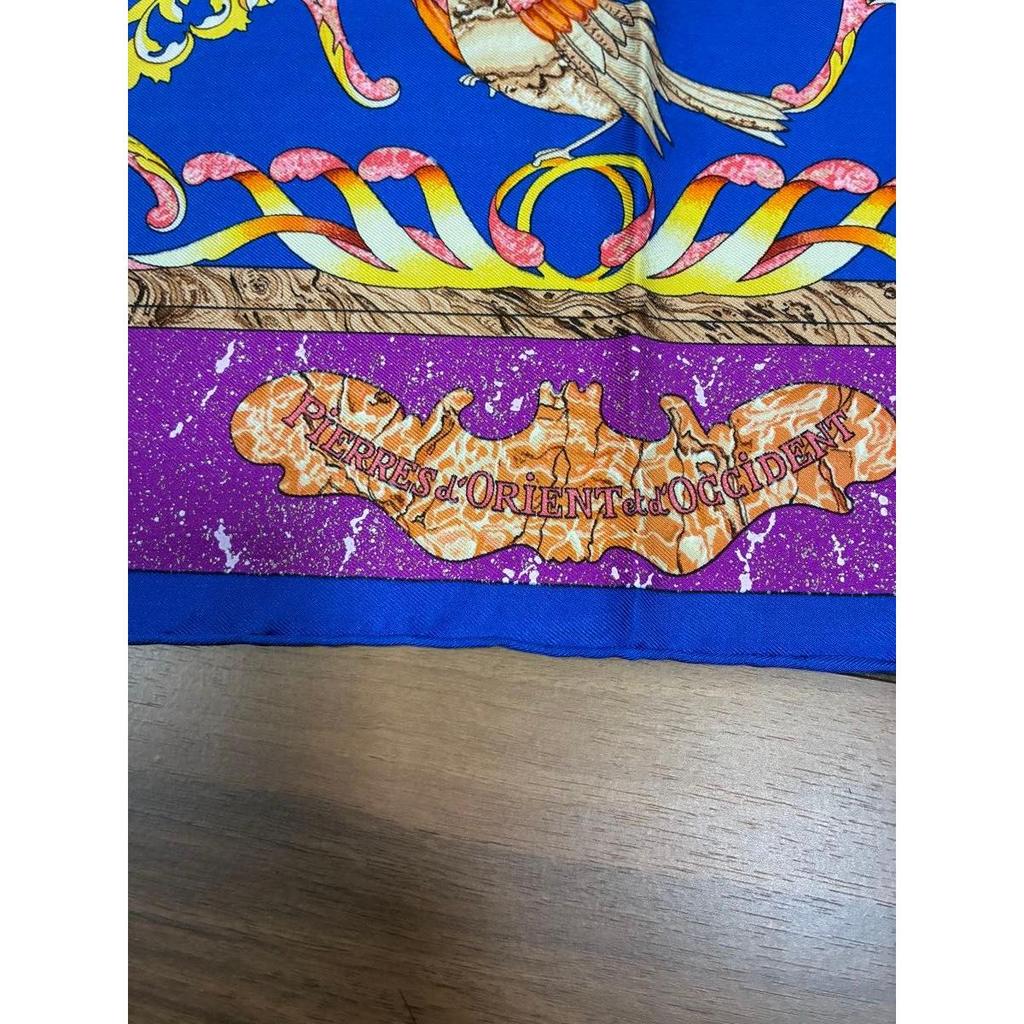 Used HERMS Pierres dOrient Et dOccident (Stones of the East and West) Carre 90 Silk Scarf