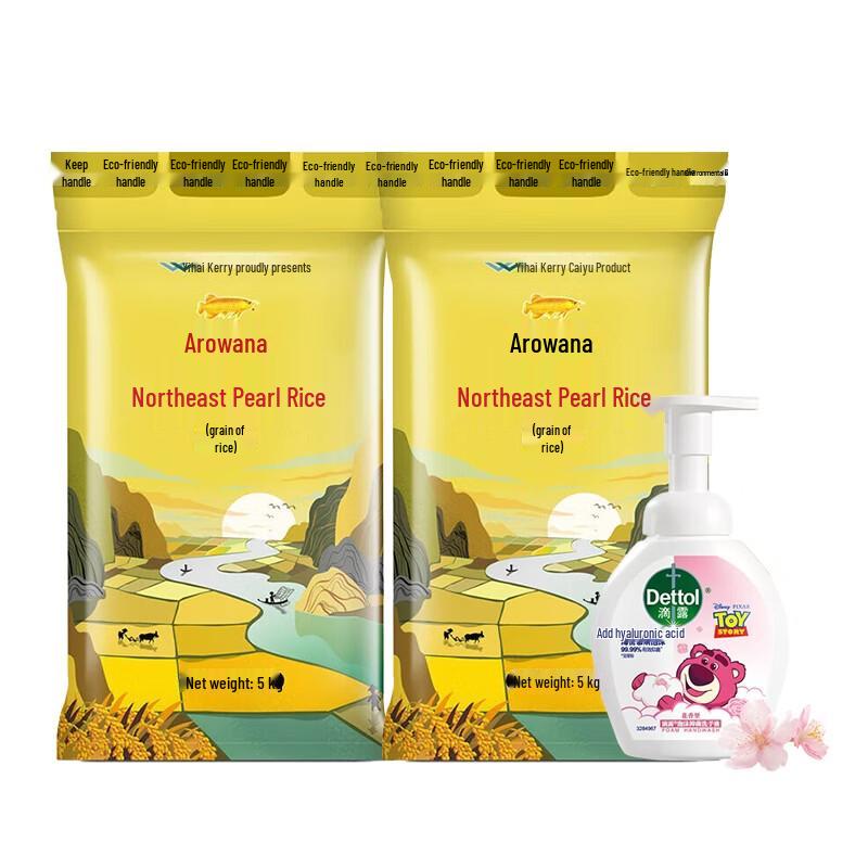 Dettol Floral Foam Hand Wash (Strawberry Bear Ed.) & Arowana Pearl Rice Bundle